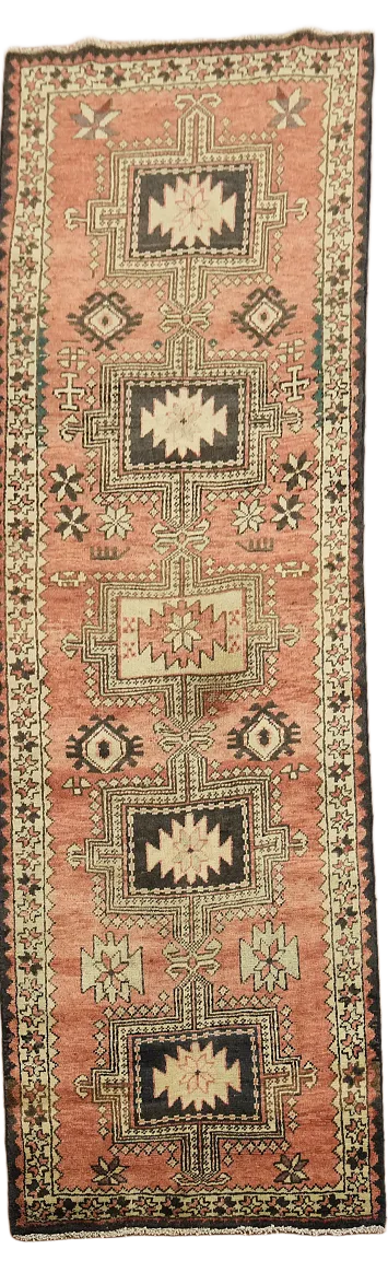 Vintage Geometric Persian Runner Rug for Living Room or Hallway Decor 3x10 ft