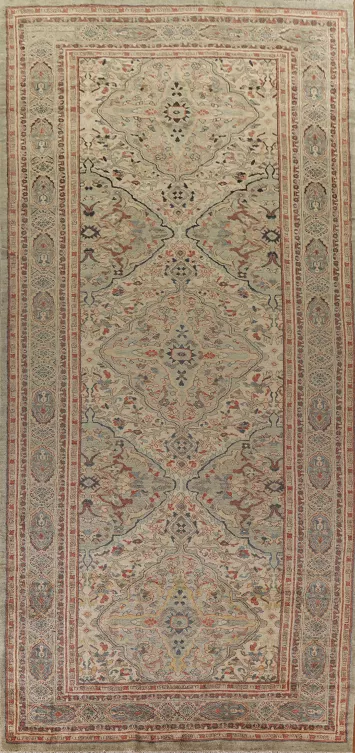 Large Sultanabad Vegetable Day Persian Rug 9x19