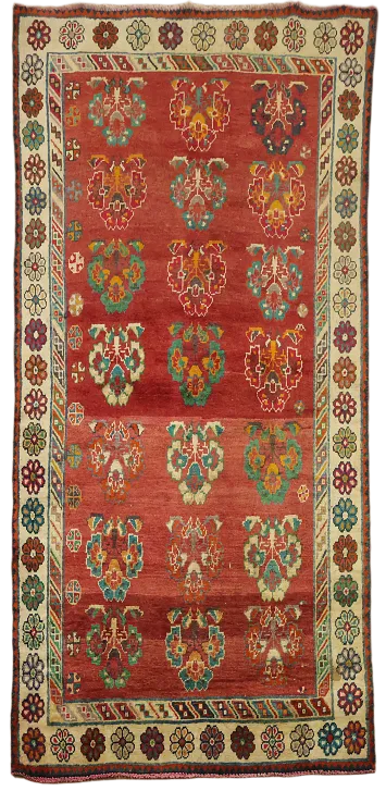 Vintage Vibrant Red Gabbeh Shiraz Persian Rug 4x8 ft