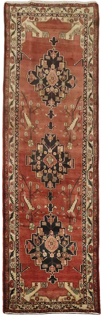 Vintage Wool Ardebil Persian Runner Rug 4x11