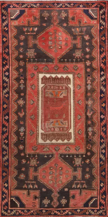 Animal Pictorial Ardebil Persian Runner Rug 4x9