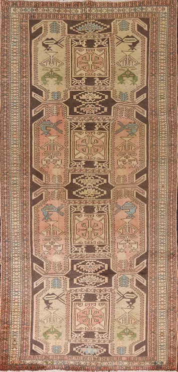 Vintage Wool Ardebil Persian Runner Rug 4x10