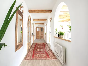 Geometric Red Tabriz Persian Runner Rug 4x13