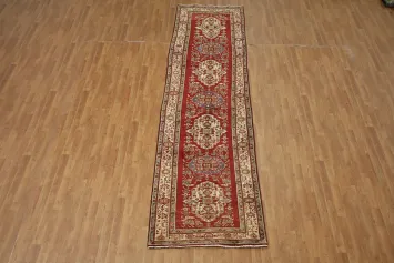 Geometric Red Tabriz Persian Runner Rug 4x13