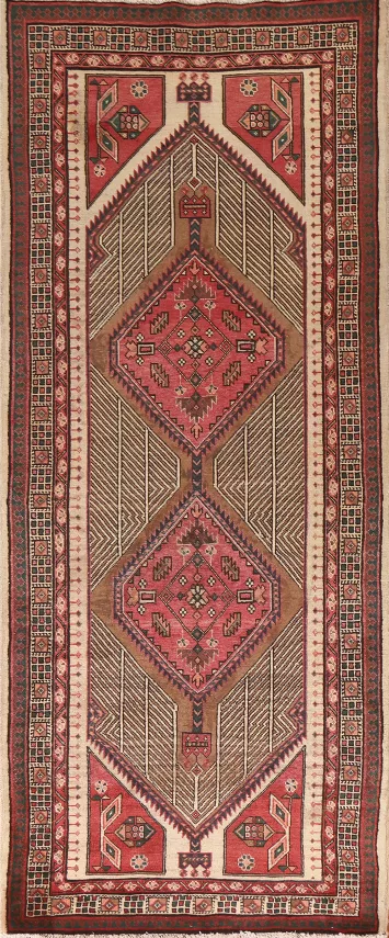 Handmade Wool Ardebil Persian Runner Rug 4x10