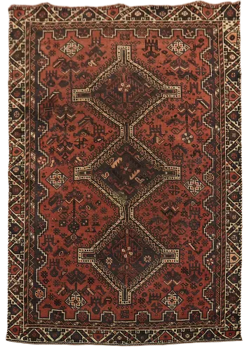 Vintage Tribal Geometric Traditional Shiraz Persian Rug 4x6