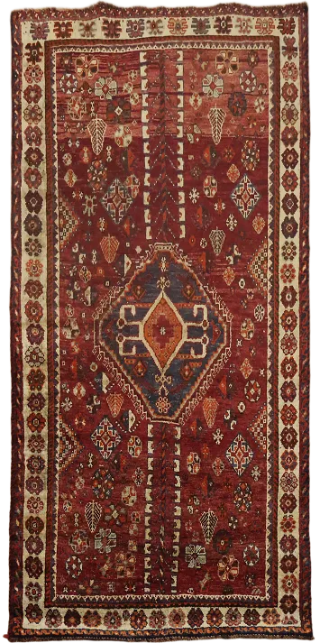 Handcrafted Rug with Luxurious Red Hues and Traditional Patterns 4x7