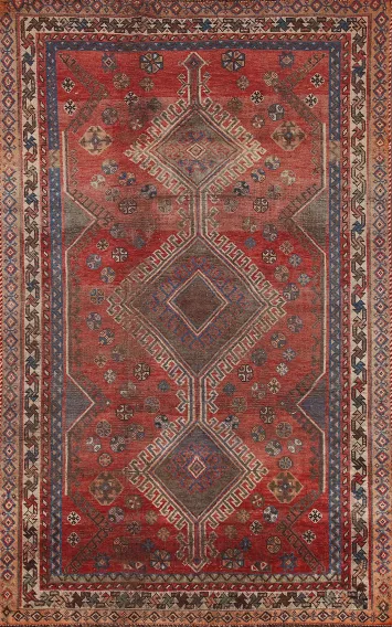 Pre-1900 Antique Vegetable Dye Qashqai Persian Rug 5x8