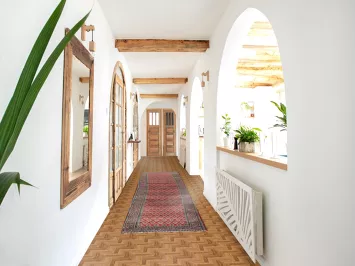 Red Geometric Tabriz Persian Runner Rug 2x13