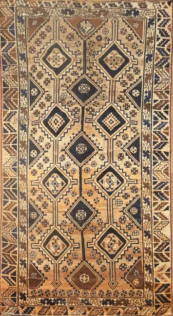 Geometric Wool Qashqai Persian Area Rug 5x9