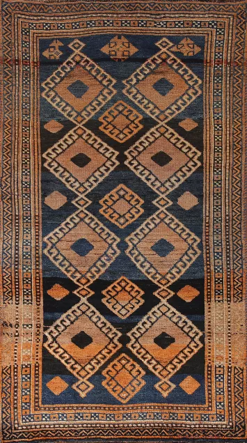 Antique Navy Blue Qashqai Persian Rug 4x8