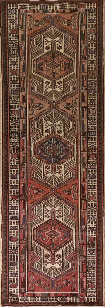 Geometric Ardebil Persian Runner Rug 3x11