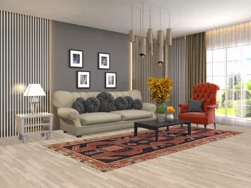 Navy Blue Ardebil Persian Living Room Rug 5x10