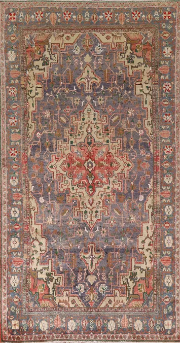 Vintage Blue Tabriz Persian Area Rug 5x10