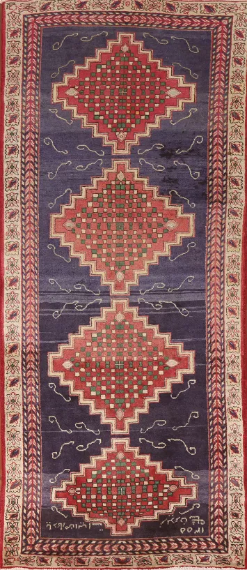 Navy Blue Tabriz Persian Runner Rug 3x10