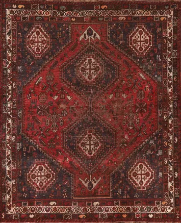 Vegetable Dye Qashqai Persian Area Rug 6x7
