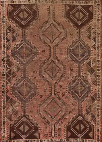 Pre-1900 Antique Qashqai Persian Rug 5x7