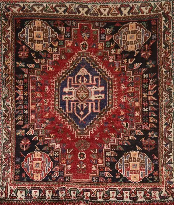 Geometric Red Shiraz Persian Rug 4x5