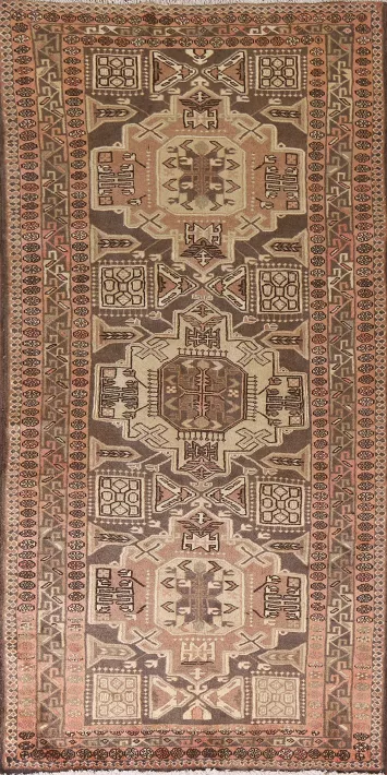 Handmade Wool Ardebil Persian Runner Rug 4x10