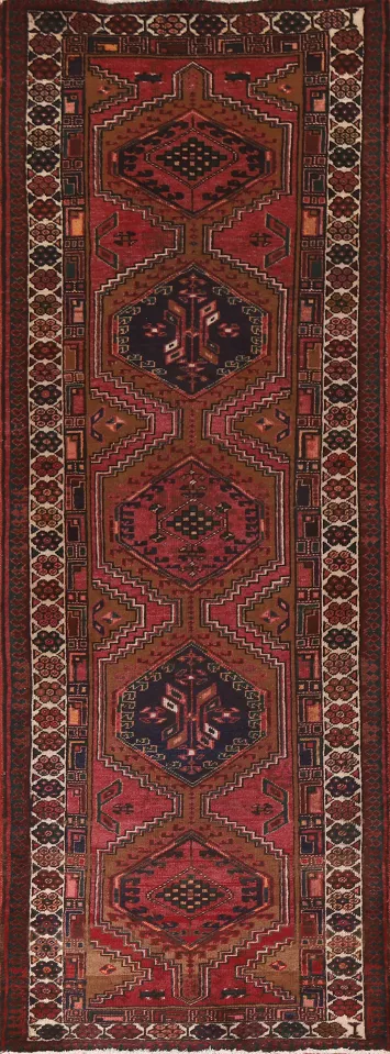 Handmade Wool Ardebil Persian Runner Rug 4x11