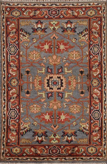 Gray Wool Heriz Serapi Indian Rug 3x5
