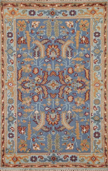 Blue Floral Heriz Serapi Oriental Rug 3x5