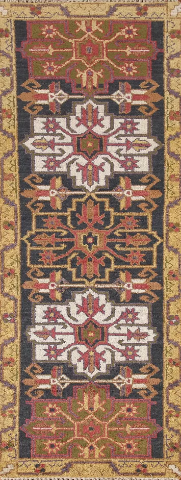 Geometric Heriz Serapi Indian Runner Rug 3x8