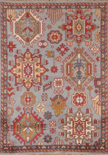Geometric Wool Heriz Serapi Indian Rug 5x6