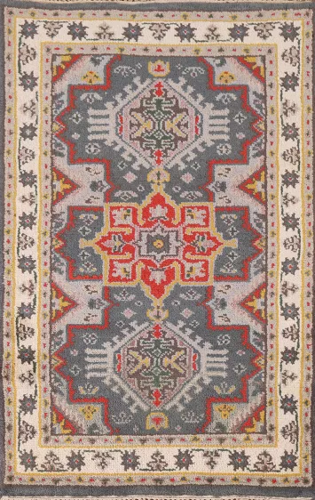 Gray Geometric Heriz Serapi Oriental Rug 3x5
