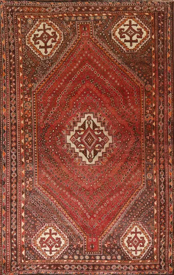 Vintage Qashqai Persian Area Rug 5x8