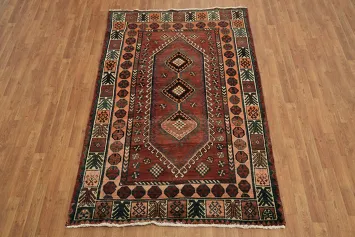 Geometric vintage Tribal Shiraz Persian Area Rug 5x8