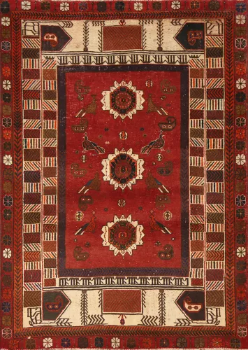 Animal Pictorial Shiraz Persian Rug 4x6