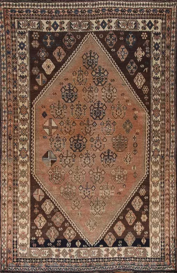 Vegetable Dye Wool Qashqai Persian Area Rug 5x8