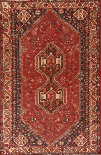Tribal Wool Shiraz Persian Area Rug 5x9