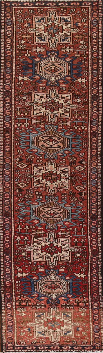 Tribal Geometric Gharajeh Persian Runner Rug 2x10
