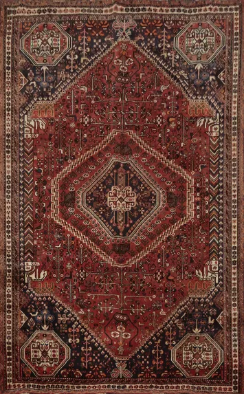 Exquisite Vintage Tribal Shiraz Persian Area Rug 7x9