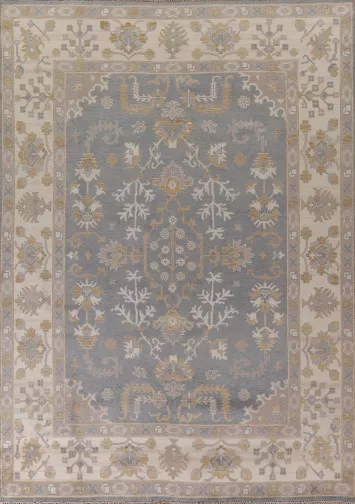 Gray Wool Oushak Indian Area Rug 9x12