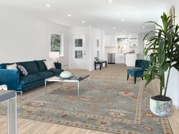 Gray Oushak Living Room Area Rug 9x12