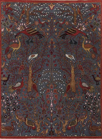 Animal Pictorial Tabriz Indian Area Rug 8x10