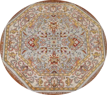 Light Blue Heriz Serapi Octagon Indian Rug 6x6