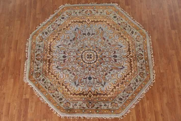 Handmade Heriz Serapi Indian Octagon Rug 6x6