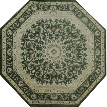 Elevate Interiors with Luxurious Green Floral Octagon Carpet 6x6