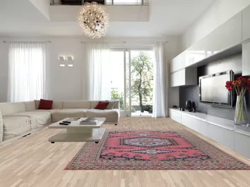 Pink Geometric Viss Indian Large Rug 10x14