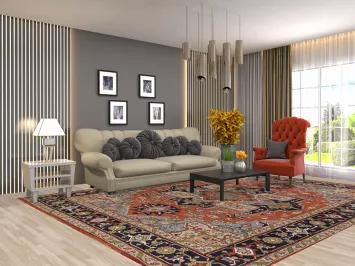 Orange Heriz Serapi Oriental Area Rug 9x12