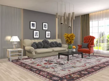 All-Over Ivory Oushak Oriental Area Rug 9x12