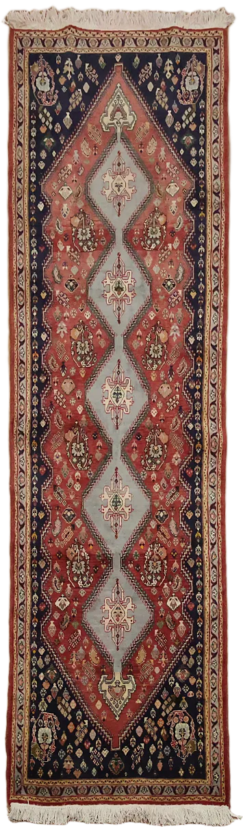 Vegetable Dye Vintage Tribal Abadeh Persian Runner Rug 3x9