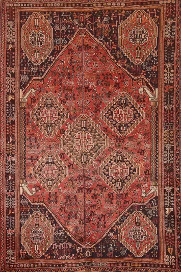 Vintage Wool Shiraz Persian Area Rug 5x8