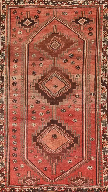 Vintage Wool Qashqai Persian Area Rug 5x9