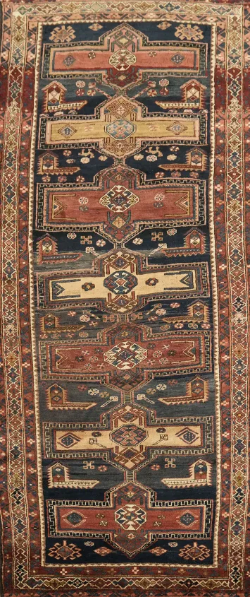 Navy Blue Meshkin Persian Runner Rug 4x10