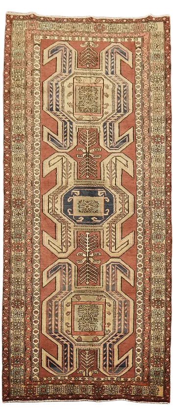 Geometric Meshkin Persian Runner Rug 4x10